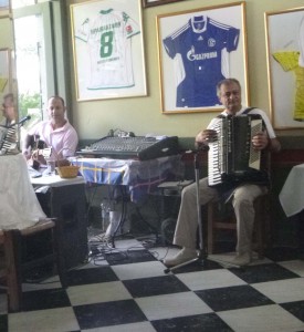 accordian players at greece restaurant in athens greece