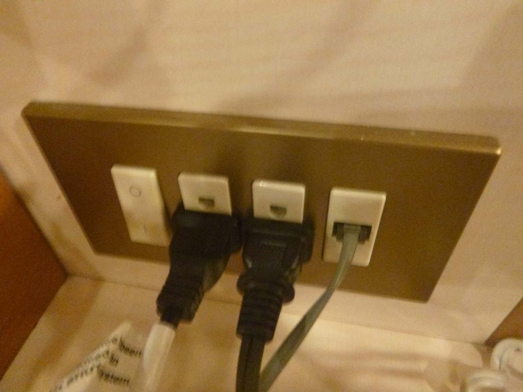 Crown Princess review: electrical outlets in crown princess cabin